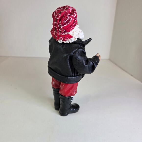Biker Santa Claus Figurine with Motorcycle – Christmas Decor, 6" Tall - Picture 4 of 14